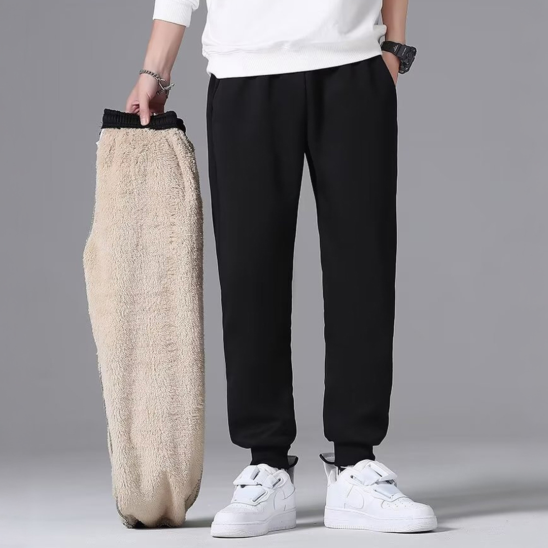 남자 기모 양털 바지 와이드 일자 두꺼운 겨울 밴딩 팬츠 빅사이즈 3XL 4XL 5XL - 상세 이미지 2