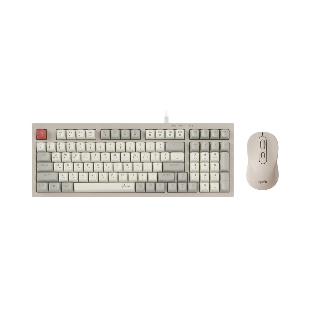 지클릭커 오피스프로 OPS70 사일런스 M 마들렌 98 키보드 마우스 세트 Retro - 상품 이미지