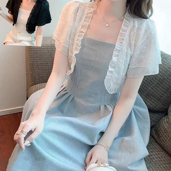루즈핏 여성 레이스 가디건 반팔 여름 레이스 가디건 코트 - 메인 이미지