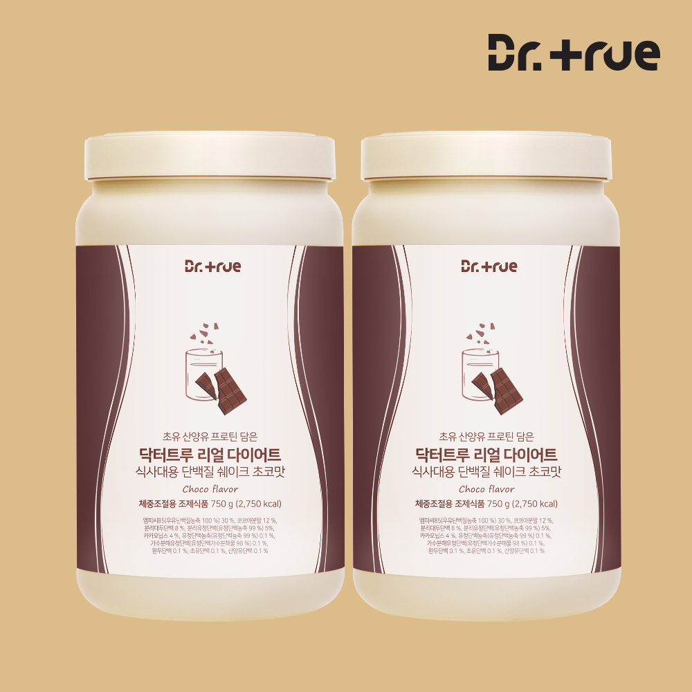 닥터트루 다이어트 식사대용 산양유 초유 단백질 쉐이크 보충제 초코맛, 750g, 2개 - 상품 이미지