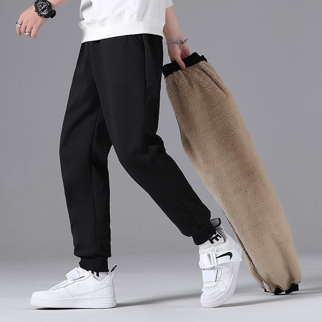 남자 기모 양털 바지 와이드 일자 두꺼운 겨울 밴딩 팬츠 빅사이즈 3XL 4XL 5XL - 상세 이미지 3
