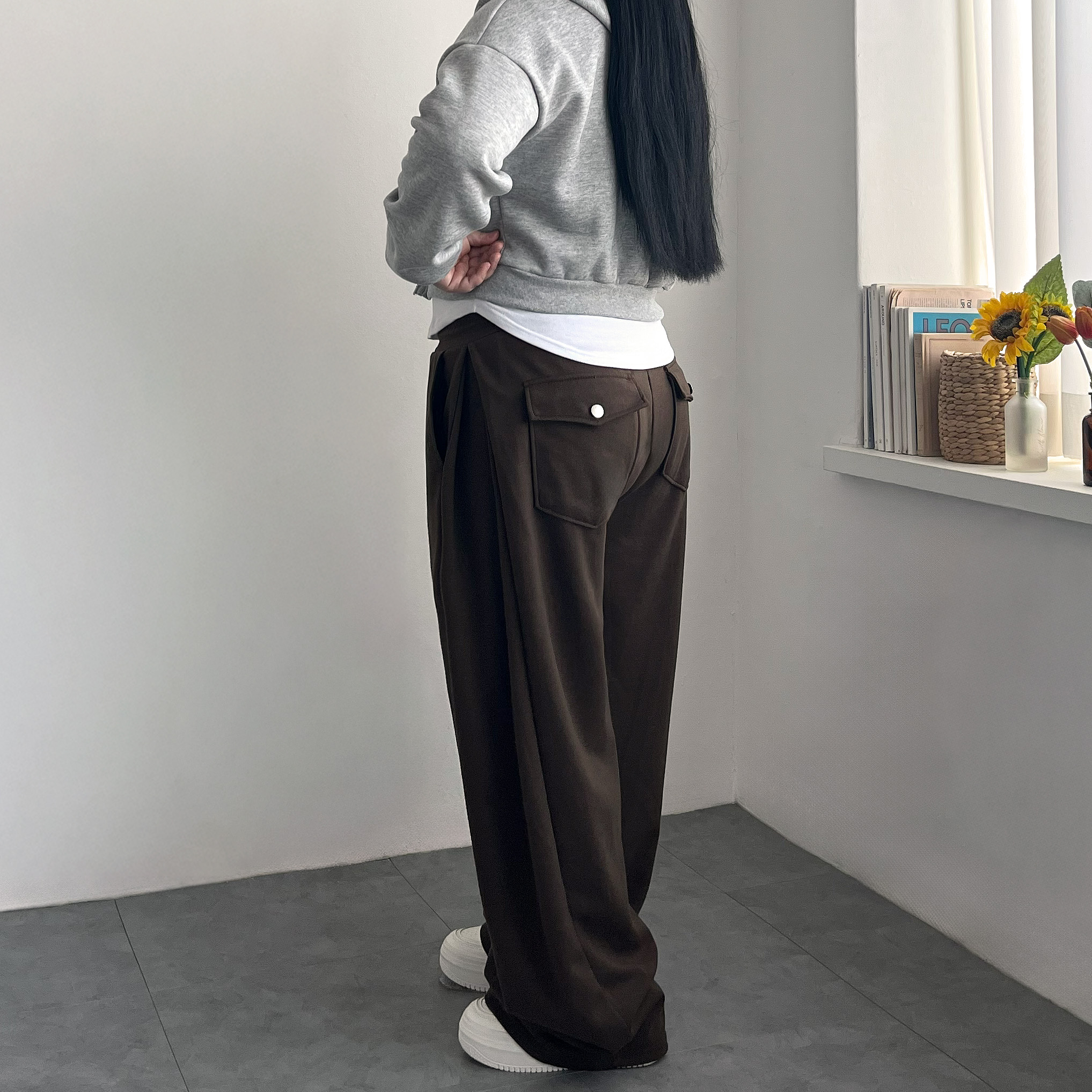 1+1 핀턱와이드팬츠 키작녀바지 - 상세 이미지 4