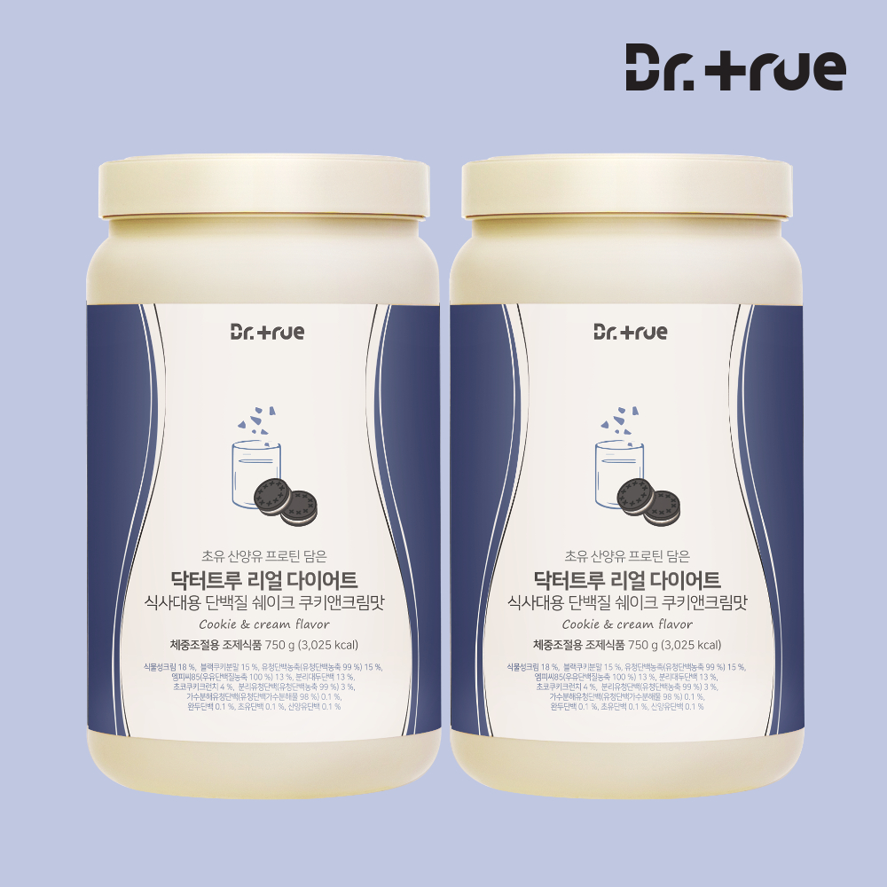 닥터트루 다이어트 식사대용 산양유 초유 단백질 쉐이크 보충제 쿠키앤크림맛, 750g, 2개 - 상품 이미지