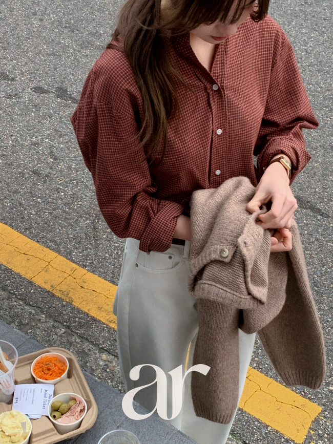 잔잔한체크 피치 기모 스탠다드 체크 셔츠 bs8510 - 상세 이미지 2