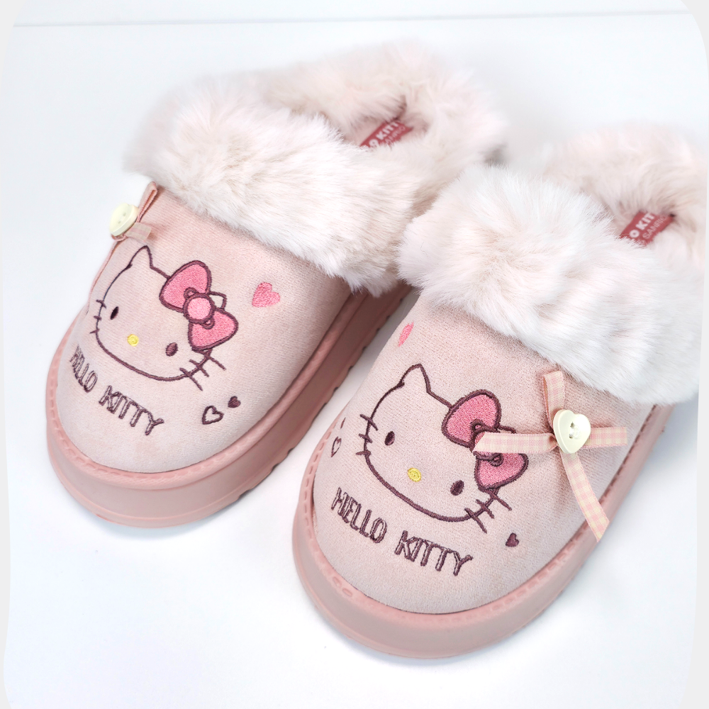 키티 털슬리퍼 겨울 사무실 양털 퍼 뽀글이 앞막힌 여성 슬리퍼