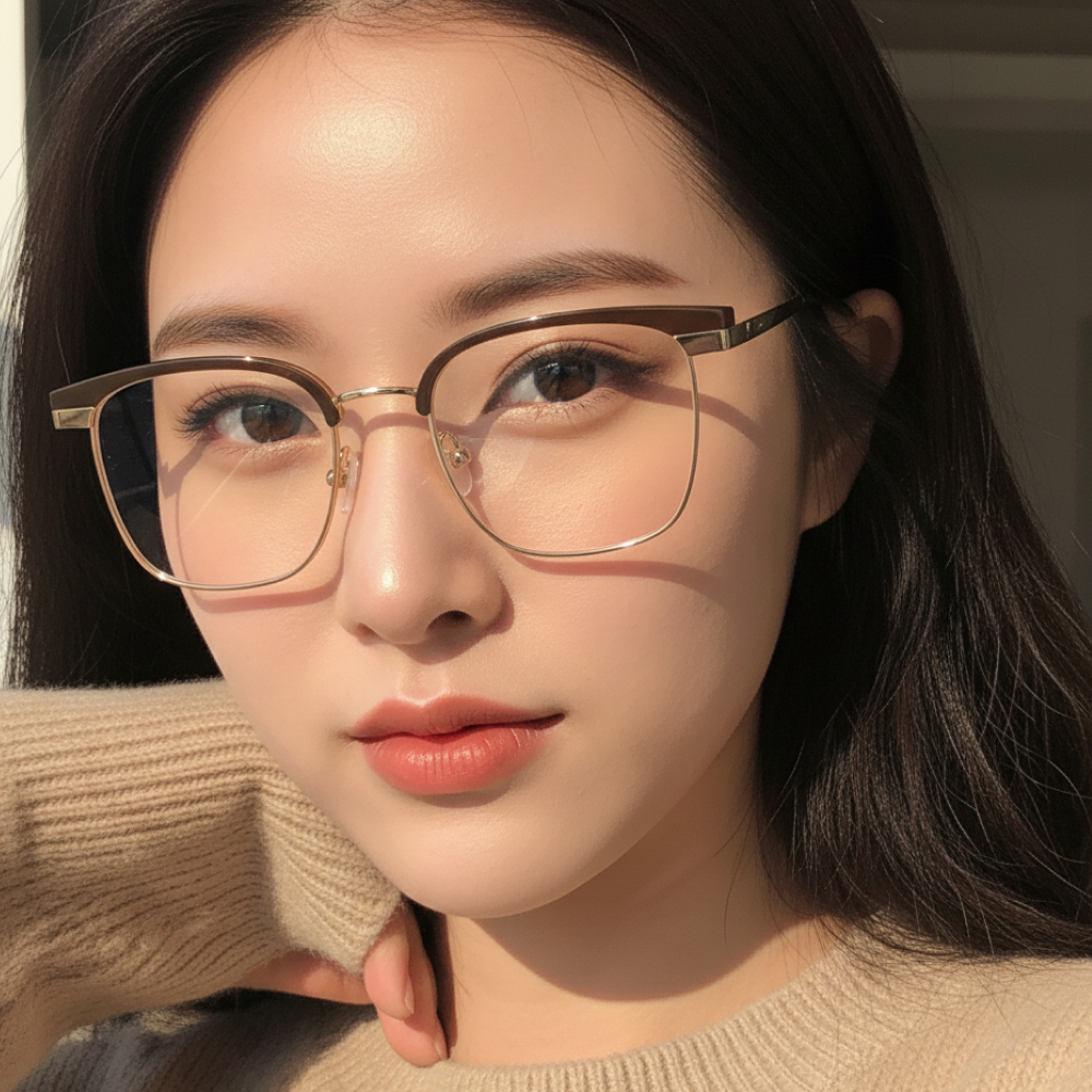 긱시크 블루라이트차단안경 투명 남자 여자 사각 변색 하금테 하은테 자외선 전자파 - 상세 이미지 2