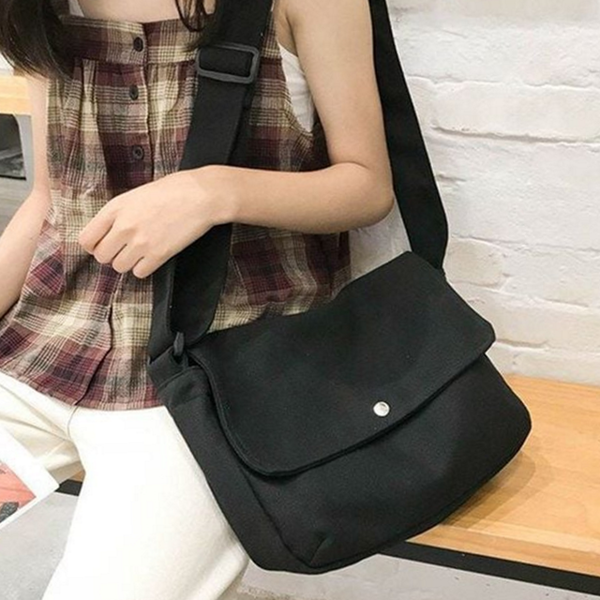 무지 여성 숄더백 남녀공용 캔버스 숄더백 데일리 캐주얼 - 상품 이미지