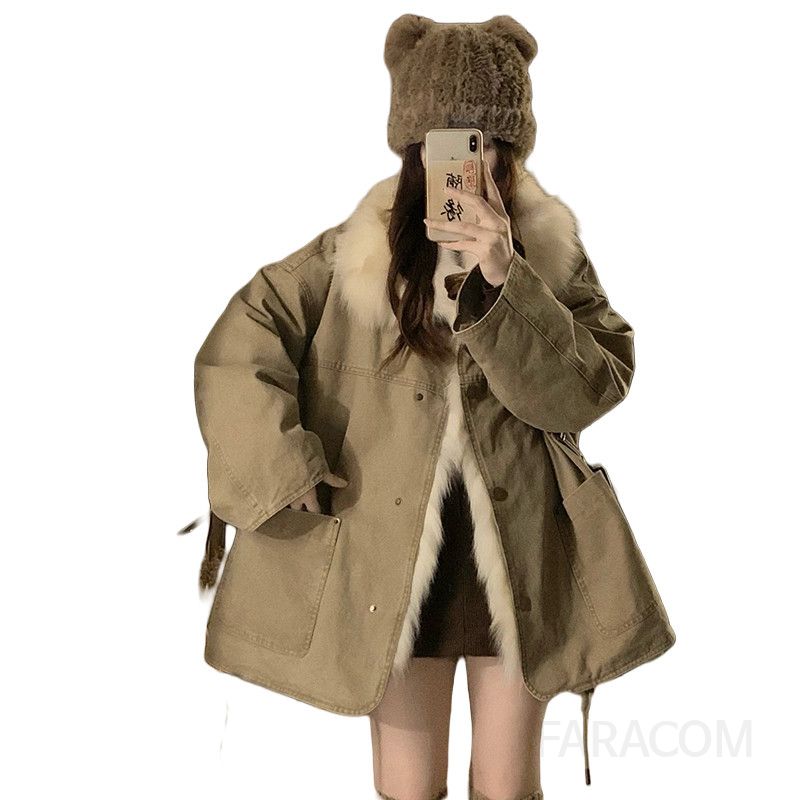 여성 루즈핏 오버핏 퍼카라 도톰한 보온성 따뜻한 겨울 캐주얼 데일리 캠핑룩 여행룩 야외 활동 아우터 패딩 파카 점퍼 야상 자켓 - 상세 이미지 5