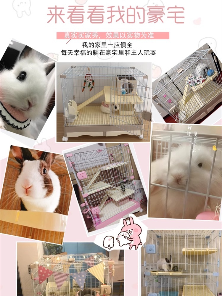 토끼장 사육장 기니피그 이동식 닭 실내 토끼케이지 대형 애완용 - 상세 이미지 4