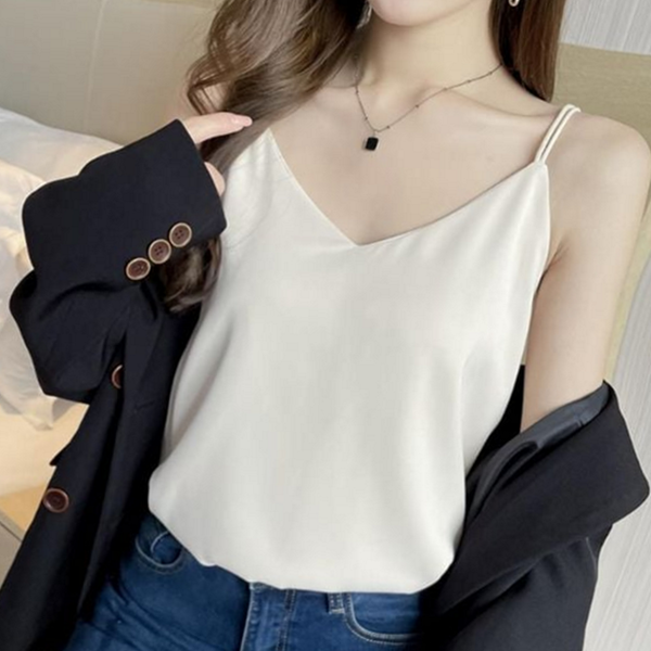 레이어드 여성 민소매 티셔츠 스트랩 민소매 티셔츠 데일리 나시 - 상품 이미지