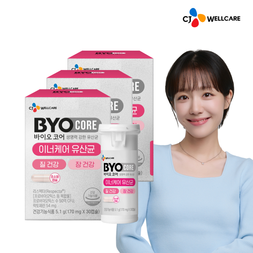 CJ 바이오코어 질 건강 이너케어 유산균 리스펙타 기능성 여성 건강 30캡슐, 3개 - 상품 이미지