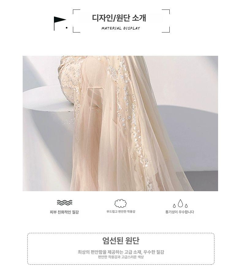 연말 시상식 드레스 연주회 샴페인 오프숄더 머메이드 스팽클 롱드레스  샴페인 S - 상세 이미지 5