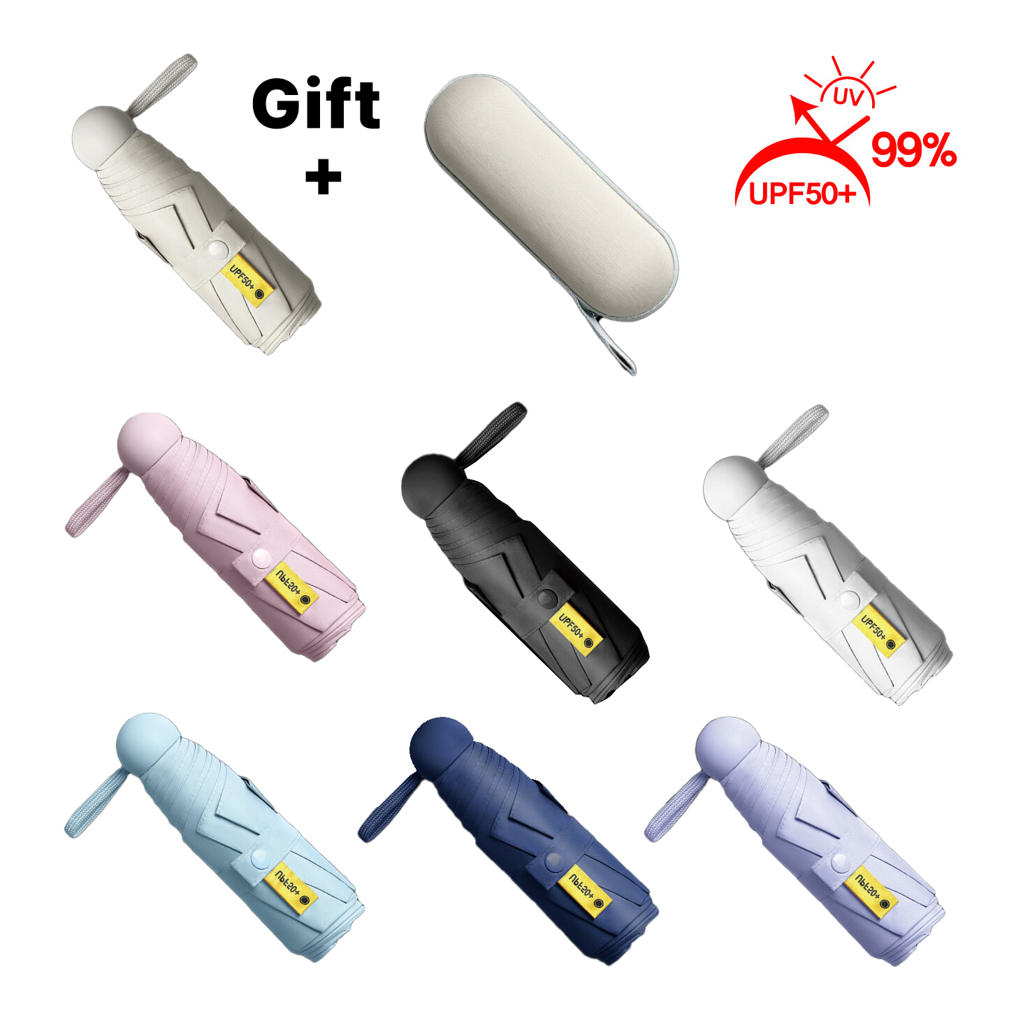 [프로덕트피알] 초경량 미니 우산 자외선차단 7컬러 컴팩트 UV차단 전용 파우치 Light UV 99.9 Umbrella - 상품 이미지