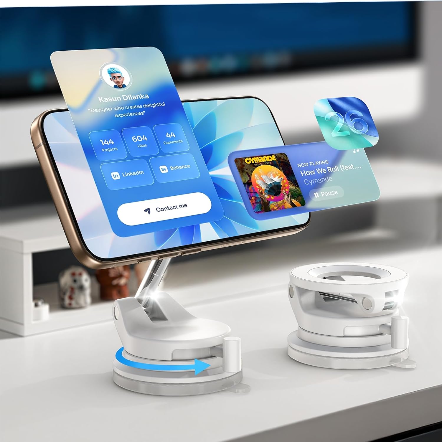 리센 진공 흡착식 핸드폰 맥세이프 거치대 대쉬보드 이지스냅