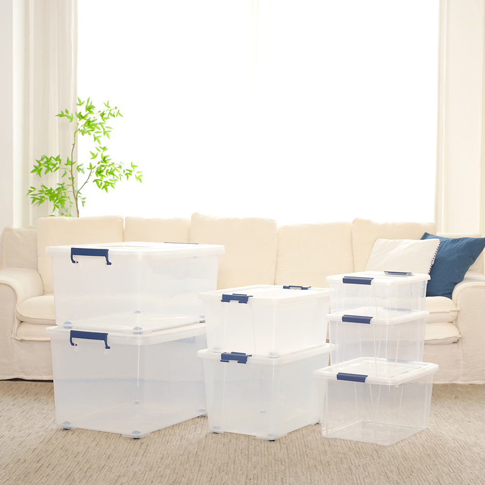 [도착보장] 클라스 투명 수납 플라스틱 리빙박스 20L 2P 팬트리 옷정리 이불 다용도 정리함 수납함
