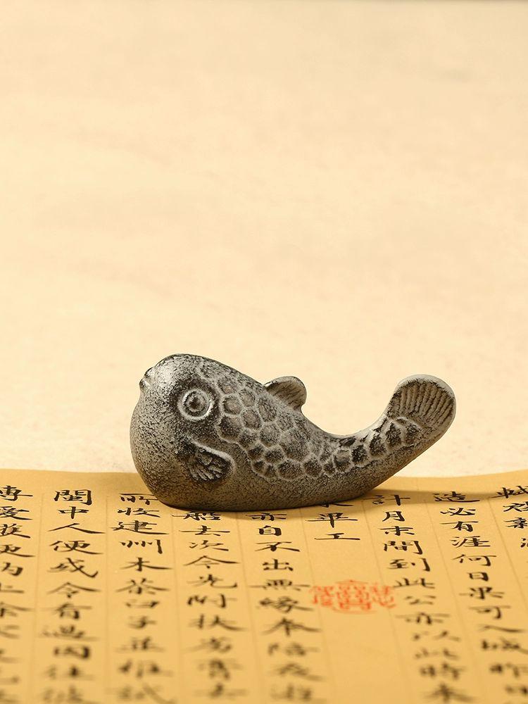 복어 책문진 주철 종이홀더 붓글씨 고급 문방사우 누름쇠 피시 7.6x3.7x3.5cm 220g - 상품 이미지