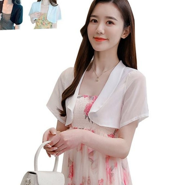 루즈핏 여성 여름 가디건 시스루 여름 가디건 얇은 반팔 - 메인 이미지