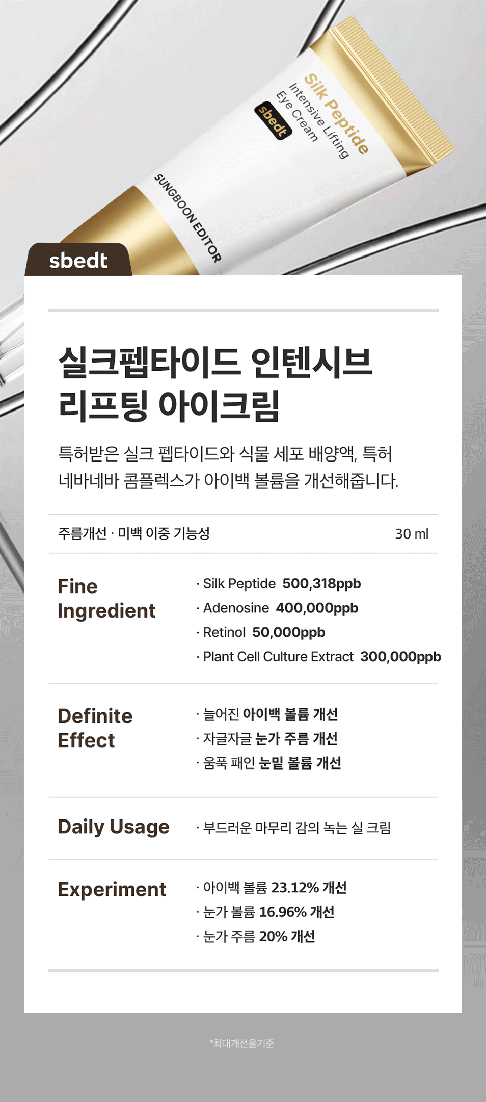 sungboon editor silk peptides eye cream