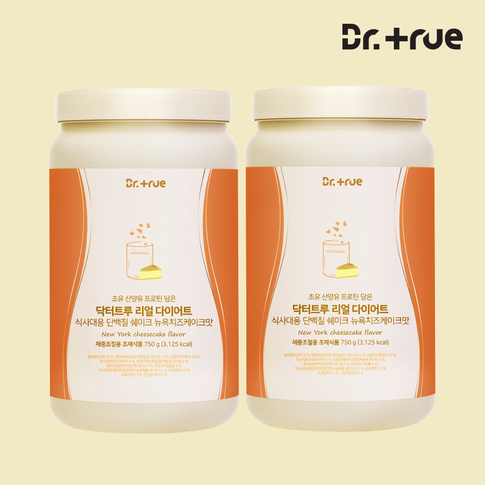 닥터트루 다이어트 식사대용 산양유 초유 단백질 쉐이크 보충제 뉴욕치즈케이크맛, 750g, 2개 - 상품 이미지