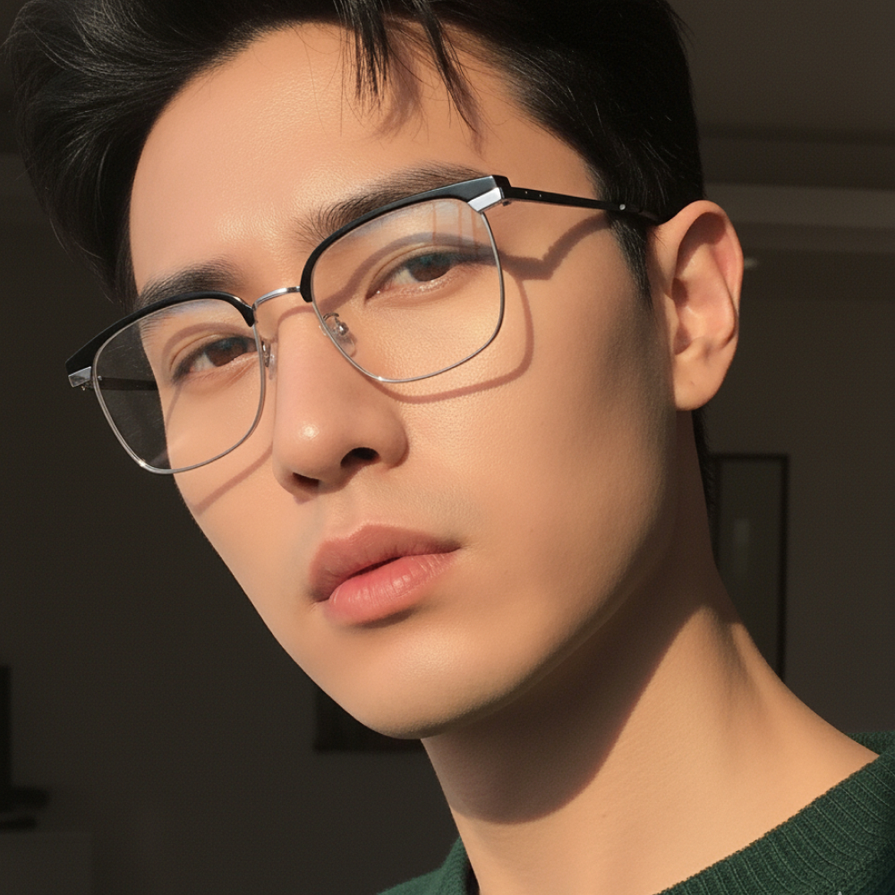 긱시크 블루라이트차단안경 투명 남자 여자 사각 변색 하금테 하은테 자외선 전자파 이미지 6