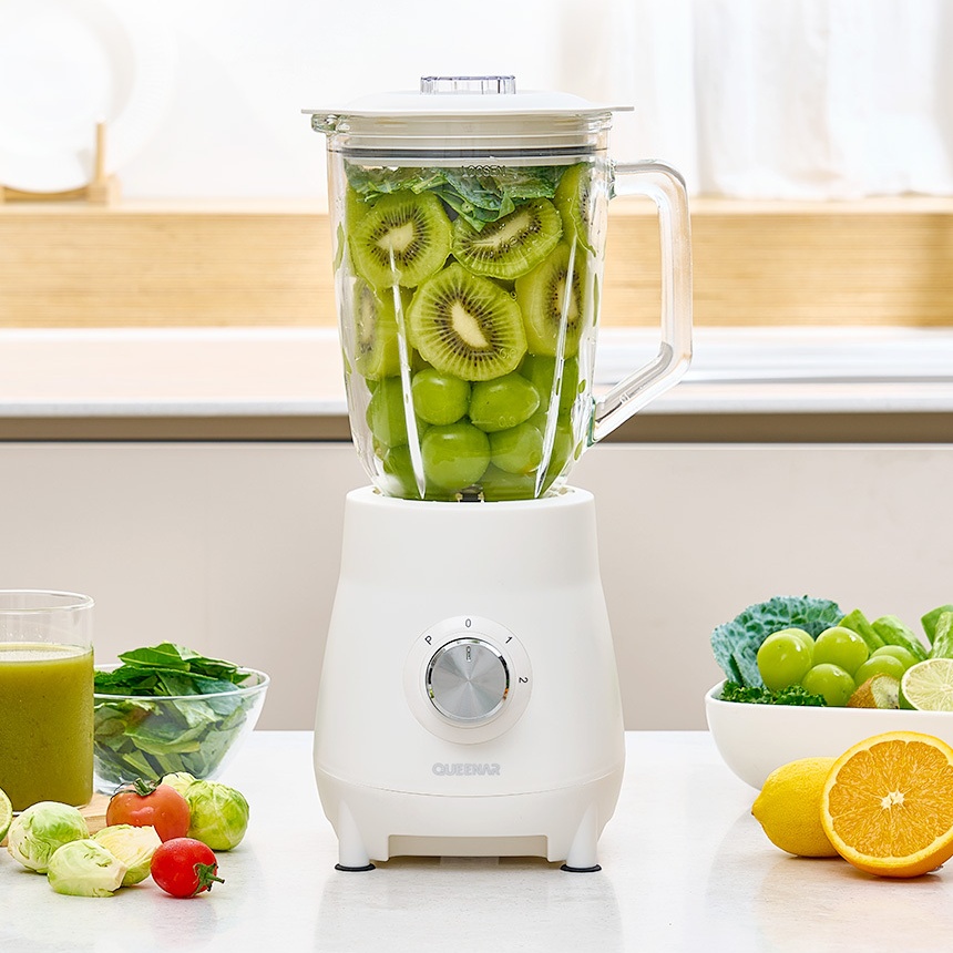 초고속 파워 유리 믹서기 블렌더 화이트 1.5L 다용도 이유식 과일쥬스 얼음 가정용