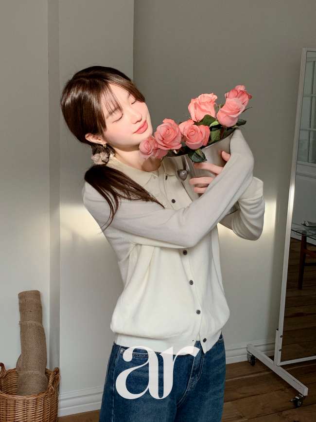 울 니트 레이어드 나시 카라 가디건 nt5299 - 상세 이미지 5