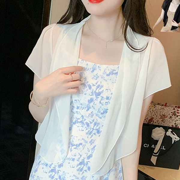루즈핏 여성 쉬폰 가디건 캐주얼 쉬폰 가디건 박시핏 여름 - 메인 이미지