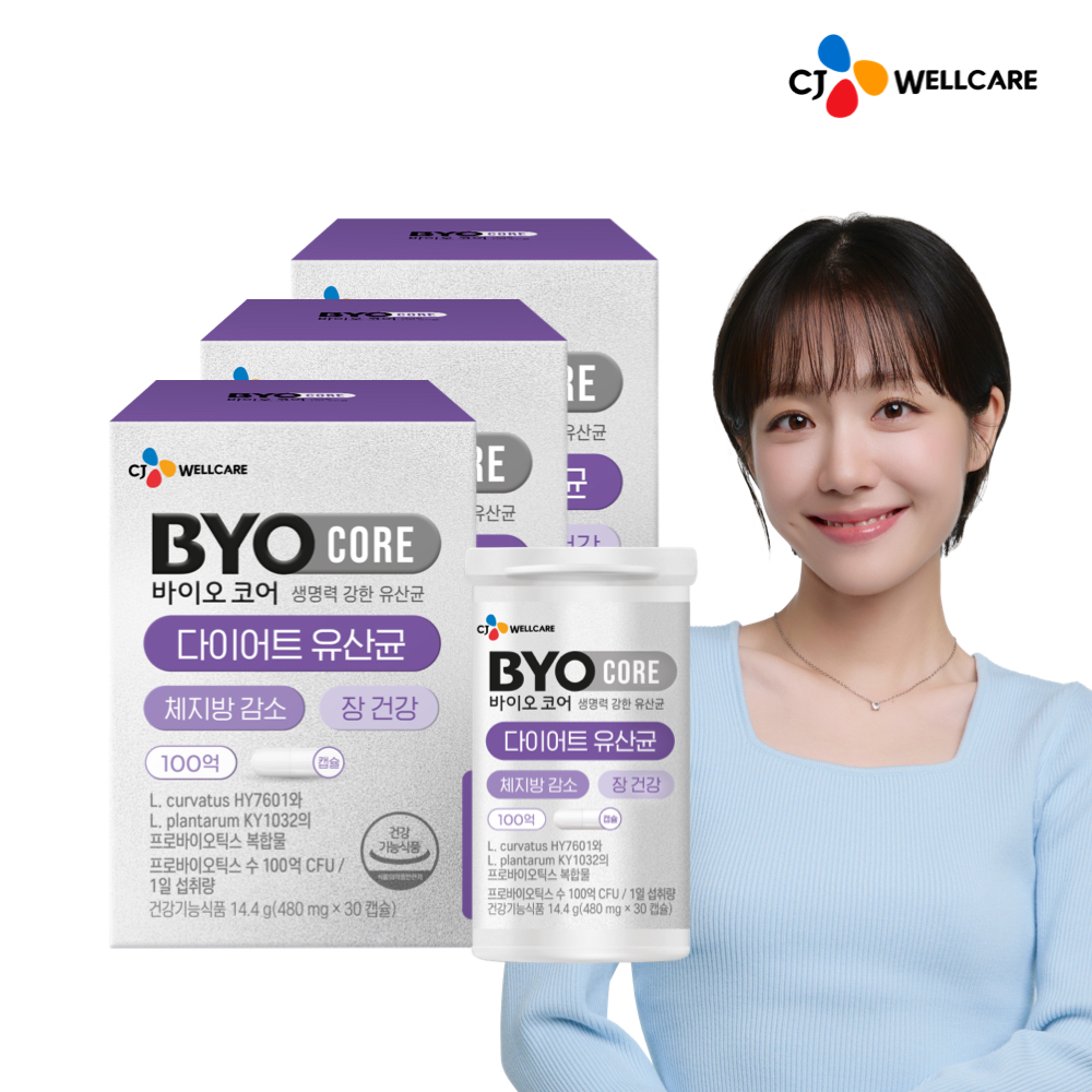 CJ 바이오코어 100억 다이어트 유산균 체지방 감소 최화정 유산균 30캡슐, 3개 - 상품 이미지