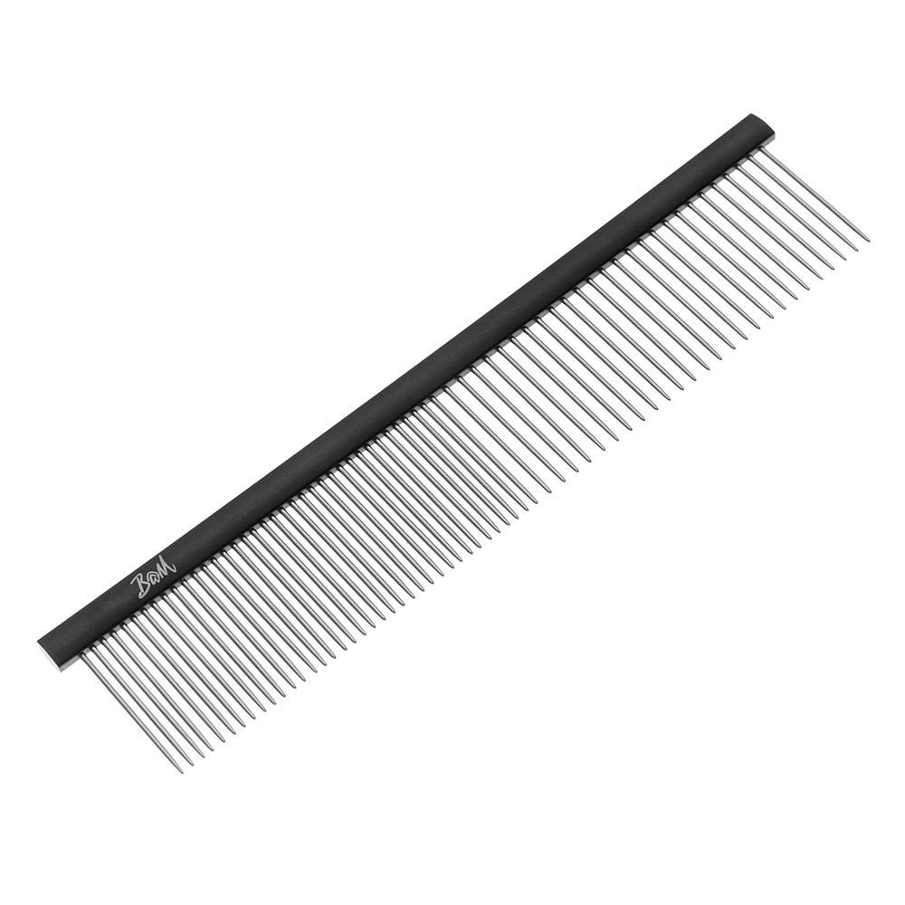 밤돌이네 강아지 고양이 빗 콤빗 일자빗 듀얼콤 브러쉬 블랙, 19X4cm