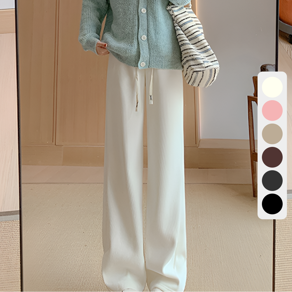 코듀로이 기모 와이드팬츠 여성 골덴 밴딩바지 6color 아이보리, 심플타입 Free(44-77) - 상품 이미지