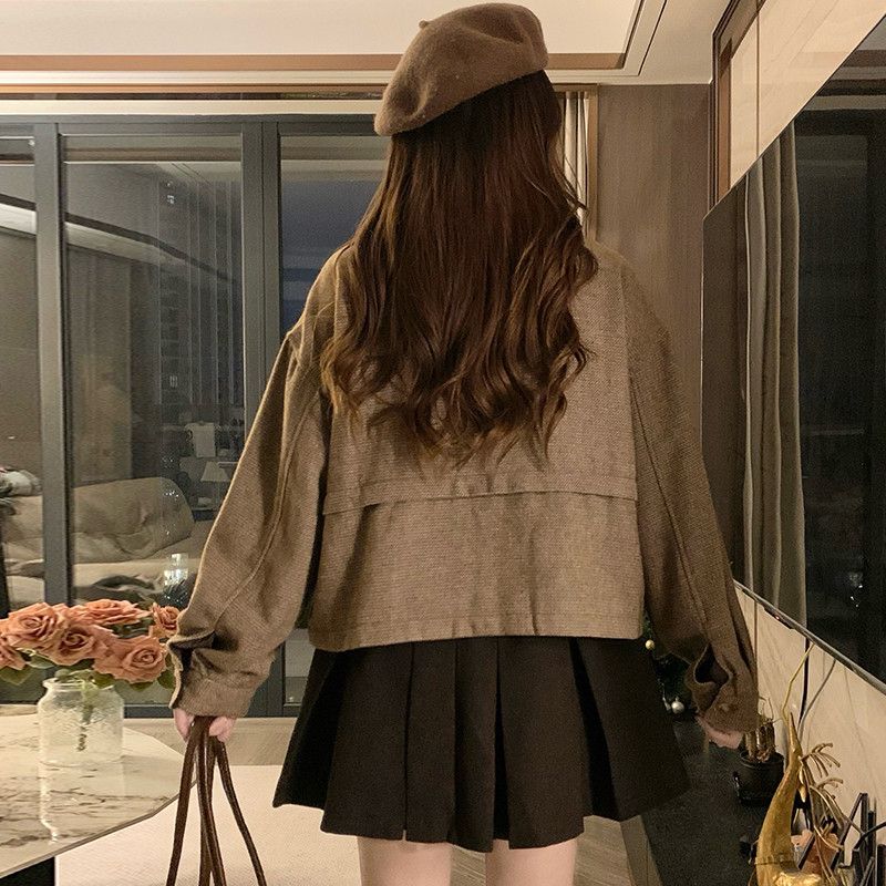 여성 빅사이즈 따뜻한 누빔 패딩 카라 자켓 플리츠 미니 스커트 투피스 셋업 코디 겨울 하객룩 오피스룩 - 상세 이미지 4