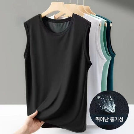 남성 민소매 나시티 쿨링 기능성 메쉀소재 여름 이너웨어 속옷 시원한 라운드넥 베이직