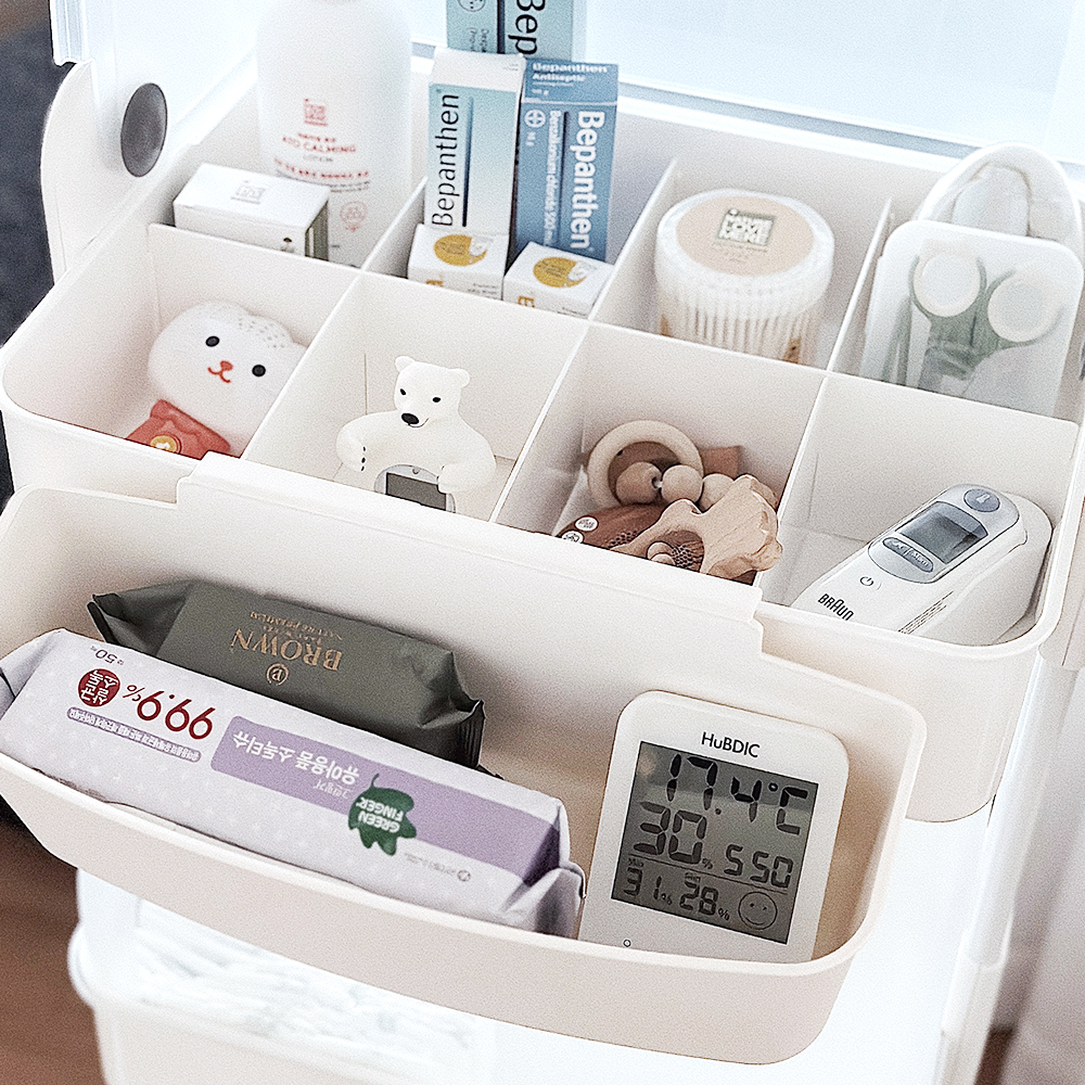 뉴코코맘 아기트롤리 기저귀정리함 이동식 트롤리 보관함 캡형 3단