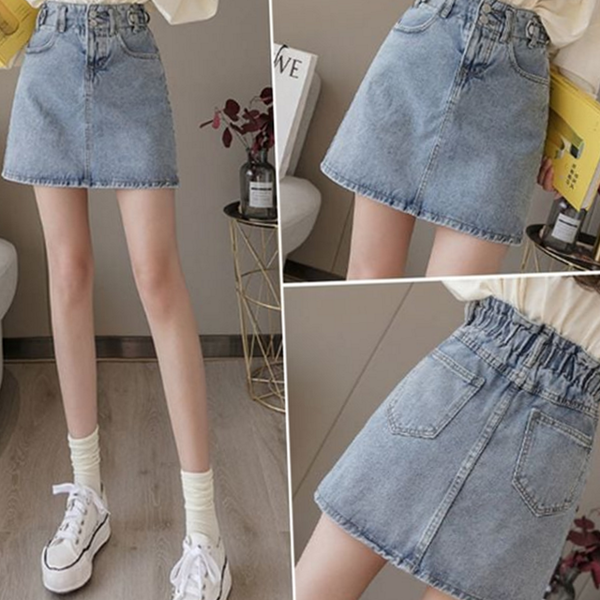 하이 여성 데님 스커트 짧은 데님 스커트 데일리 워싱 - 상품 이미지
