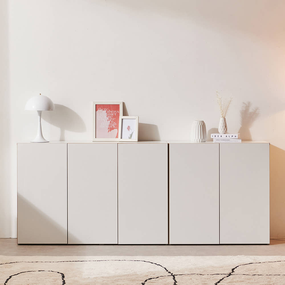 낮은책장 거실책장 서재 수납 틈새 미니 파티션 선반 01.슬림 도어 800, 2단, 화이트