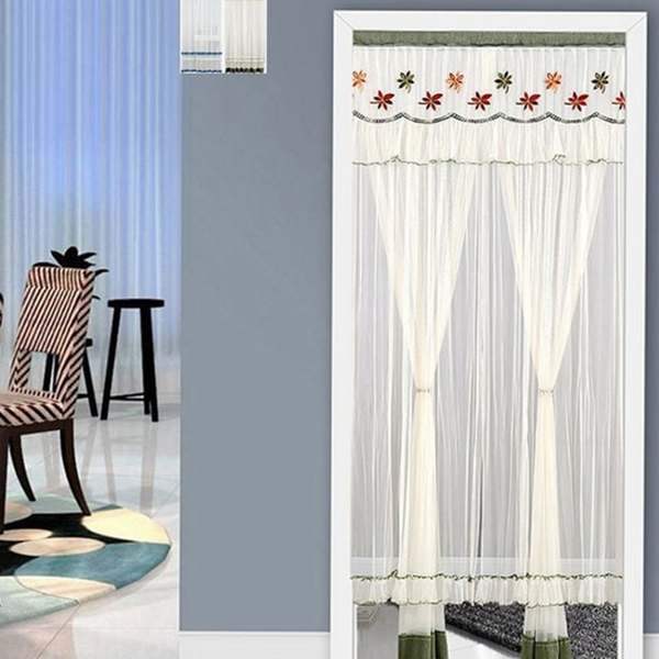 인테리어 문 가리개 커튼 자수 레이스 문 가리개 방문