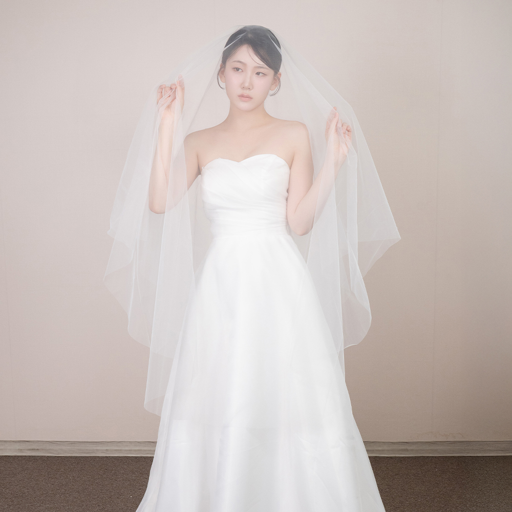 [릴리드레스] 스텔라 롱베일 3m 헤어악세사리 셀프웨딩촬영소품 빗핀없는 면사포 - 상세 이미지 2