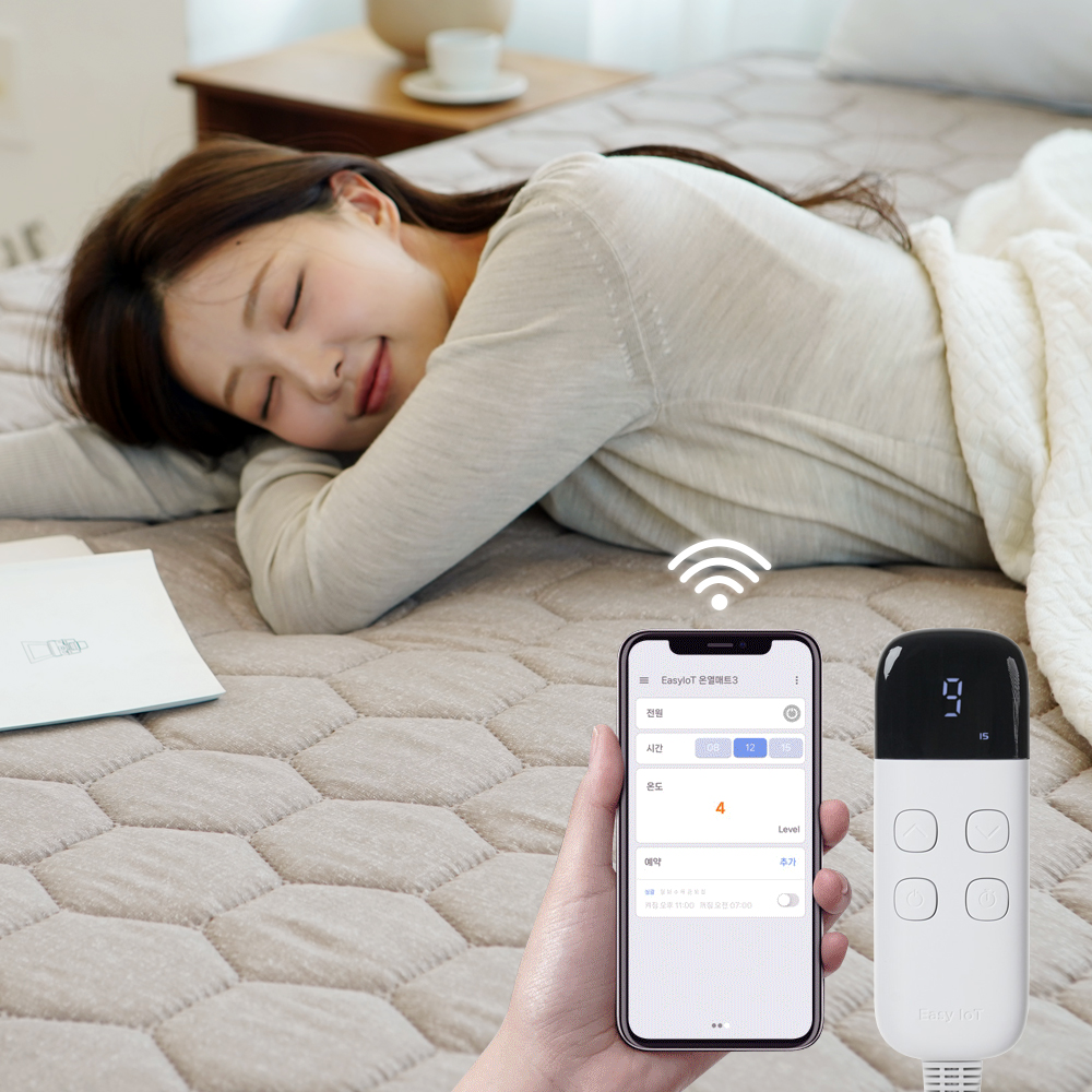 곰표한일 EMF 전기매트 IoT 카본 탄소매트 온열 전기요 네츄럴 베이지 미니싱글