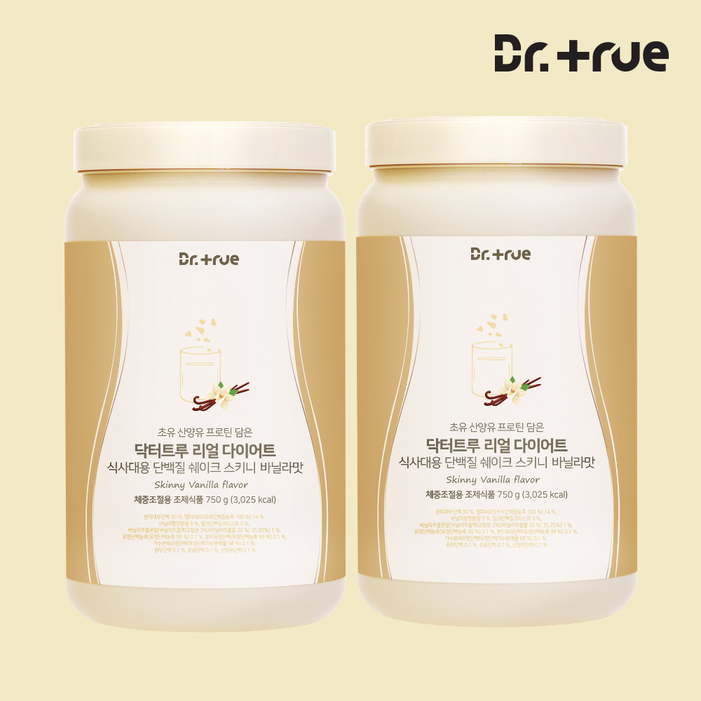 닥터트루 다이어트 식사대용 산양유 초유 단백질 쉐이크 보충제 스키니바닐라맛, 750g, 2개 - 상품 이미지