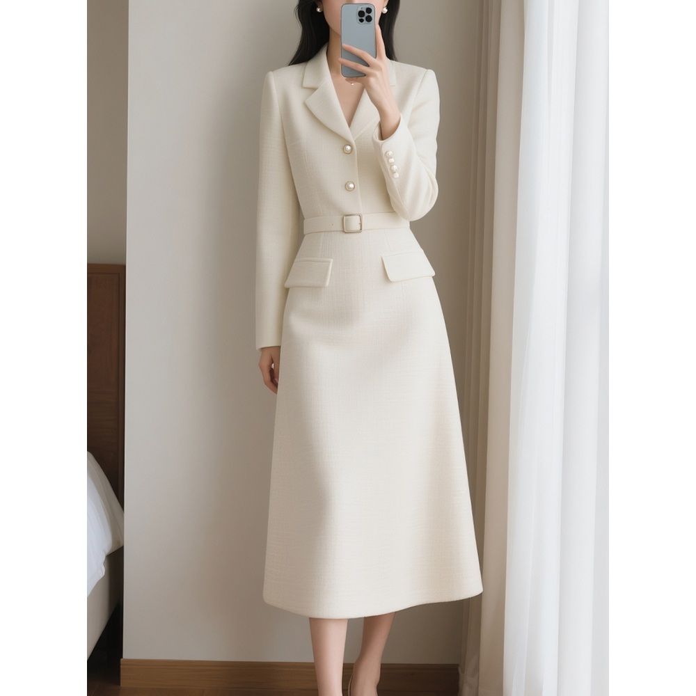 아나운서의상 벨티드 롱원피스 페이즐리 원피스 소개팅룩 우아한 오피스룩 - 상세 이미지 2