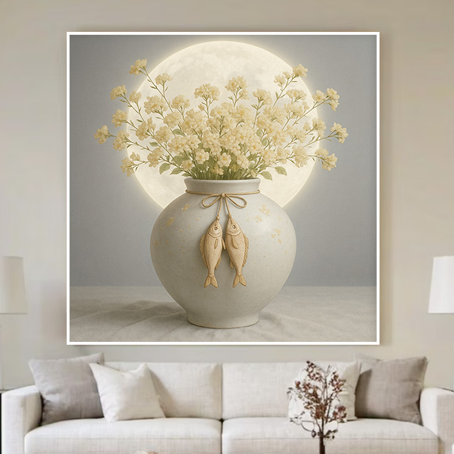 돈들어오는 명태 달항아리 그림 감성 꽃 액자 거실 풍수 이미지 8