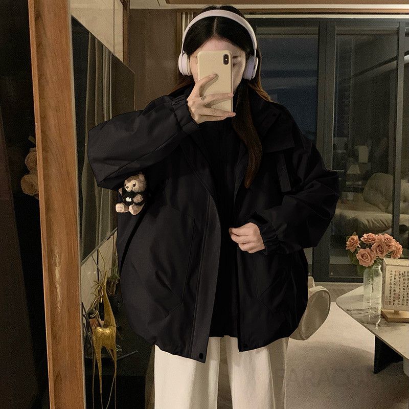 여성 내피 탈부착 후드 점퍼 자켓 루즈핏 오버핏 방풍 보온 데일리 캐주얼 겨울 외투 - 상세 이미지 4