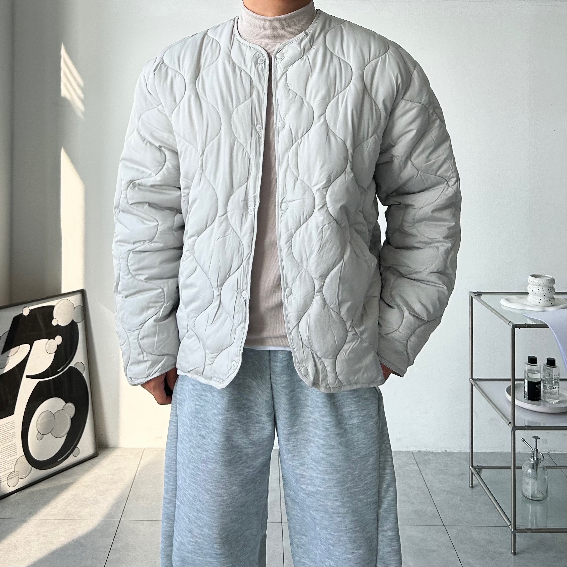 얇은패딩 남자숏패딩 깔깔이패딩 - 상세 이미지 4