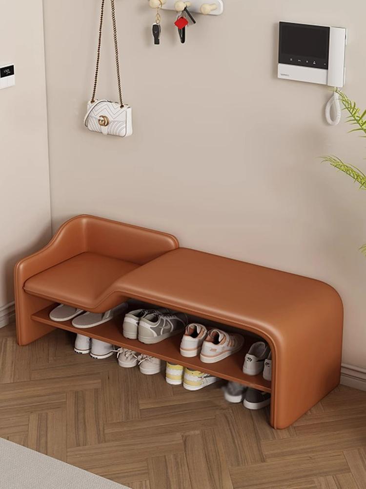 현대 예술 신발 벤치 현관 입구 스툴 일체형 신발장 벤치형 의자 오프화이트 80x35x42cm