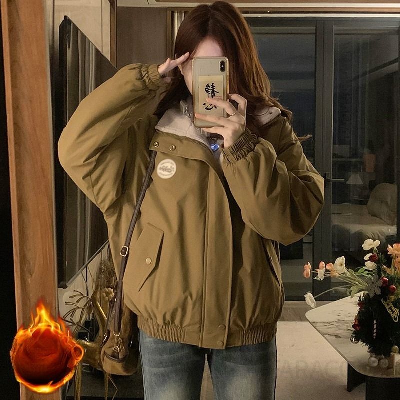 여성용 겨울 양털 자켓 뽀글이 양털점퍼 캐주얼 스타일 플리스 안감 포근한 착용감 아우터 슬리밍 효과 느슨한 핏으로 편안한 스타일링 - 상세 이미지 3