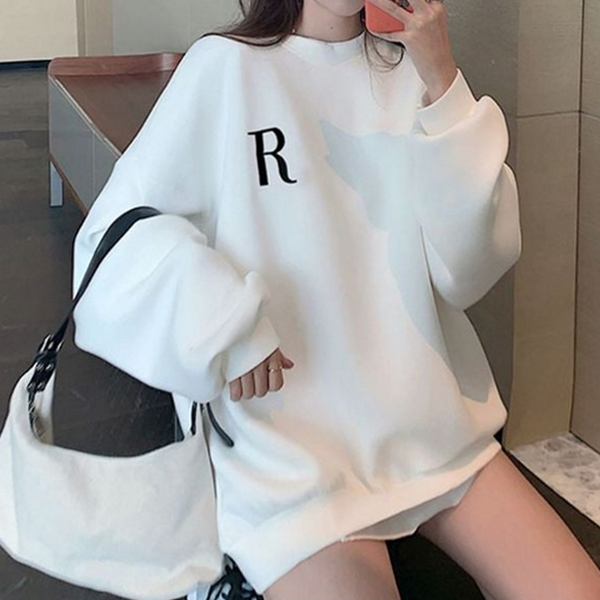 루즈핏 여성 맨투맨 티셔츠 데일리 여성 오버핏 맨투맨 레터링 - 상품 이미지