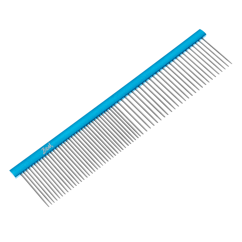 밤돌이네 강아지 고양이 빗 콤빗 일자빗 듀얼콤 브러쉬 블루, 19X4cm