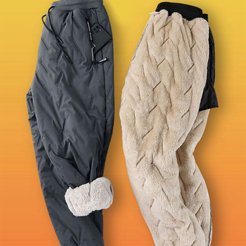 XL-7XL 패딩 바지 봄 와이드 남자 방한 겨울 따뜻한 두꺼운 밴딩 양털 빅사이즈 기모 - 상품 이미지