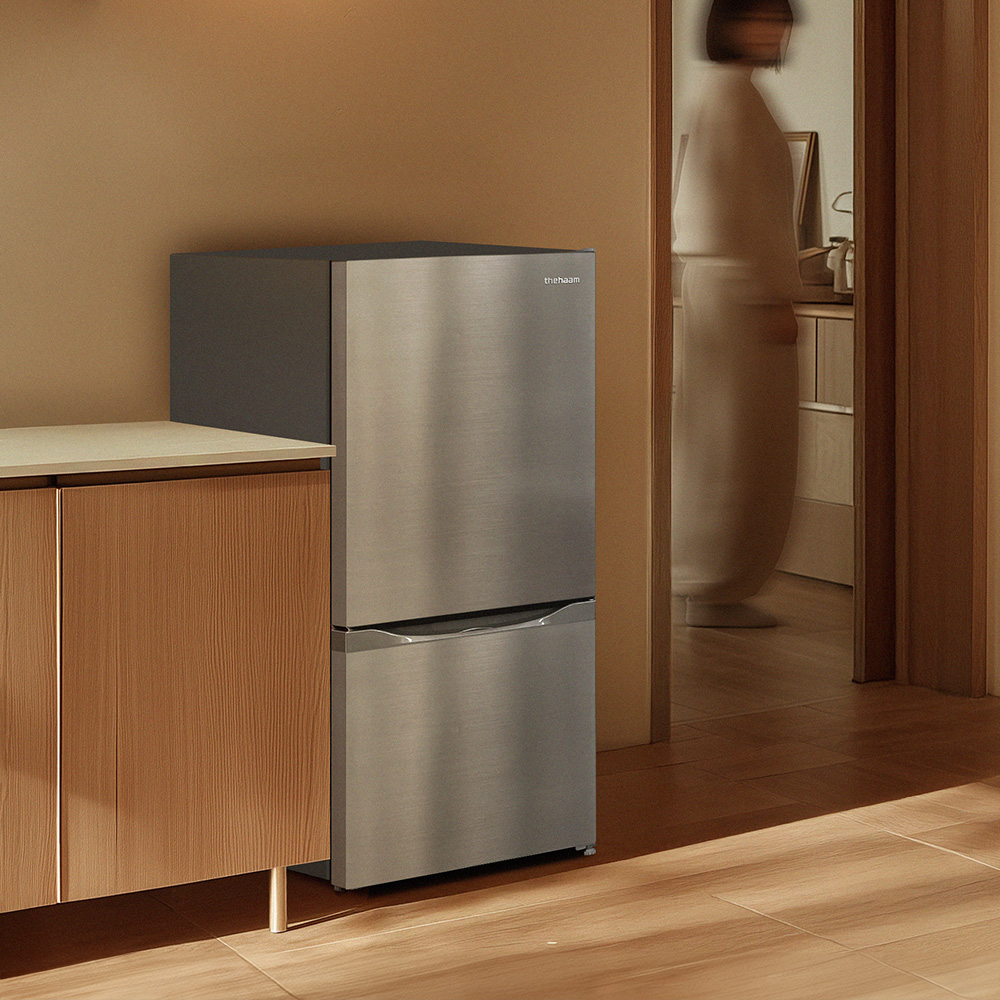 더함 소형 미니 냉장고 원룸 사무실 신혼 냉장고 117L 메탈 실버