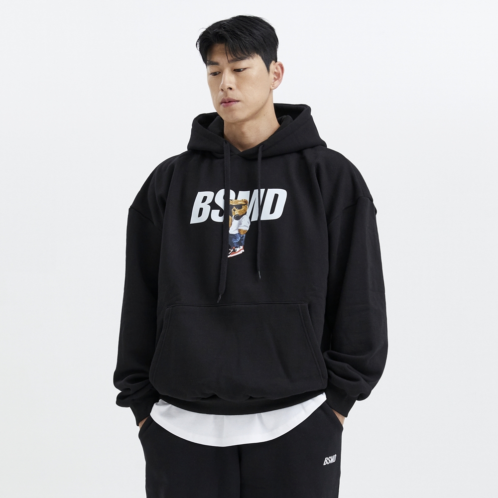 비스트모드 2컬러 베어 기모 후드 헬스 오버핏 짐웨어 긴팔 티셔츠 BSMD 제품 이미지